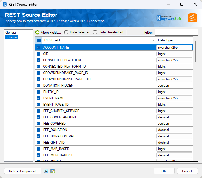 SSIS Enthuse REST Source - Columns SSIS Enthuse REST Source - Columns